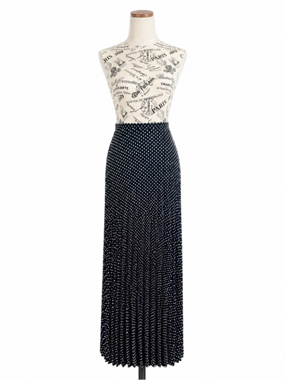 MaxMara Navy Print Micro Pleated Maxi Skirt